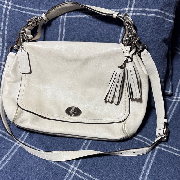 Coach Handbags - Coach Off-White Leather Shoulder Bag